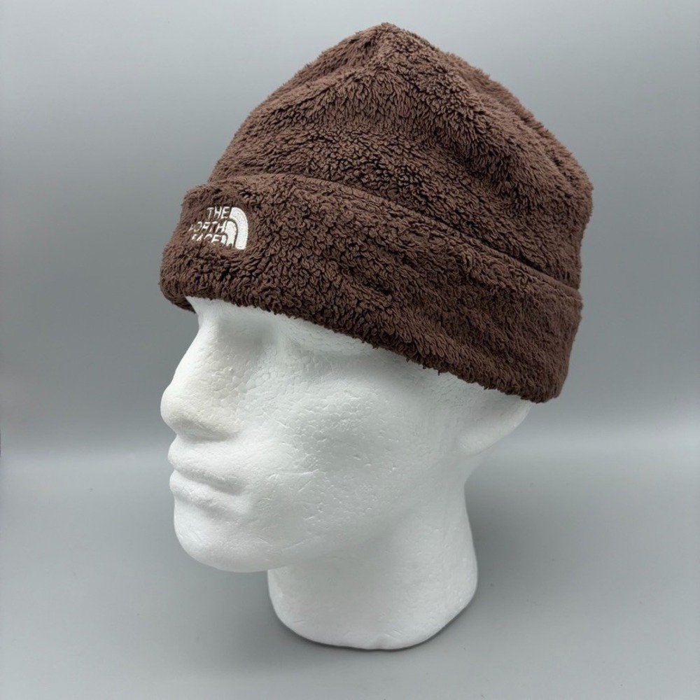 The North Face Beanie Womens OS Brown High Pile Fleece Winter Gorpcore - Picture 3 of 10